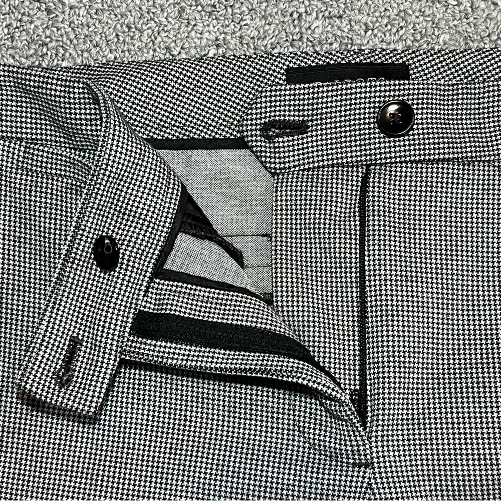 Talbots Houndstooth Plaid Pleated Wide Leg Pants Womens Size 6 Gray Stretch